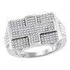 Image 1 : Mens Diamond Rectangle Cross Cluster Ring 5/8 Cttw 10kt White Gold