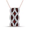 Image 1 : Round Red Color Enhanced Diamond Fashion Pendant 1/4 Cttw 10kt Rose Gold