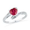 Image 1 : Heart Lab-Created Ruby Diamond-accent Bypass Ring .01 Cttw 10kt White Gold