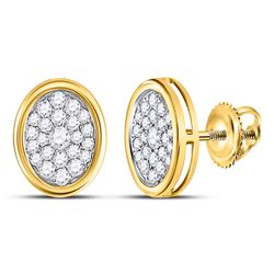 Diamond Oval Cluster Earrings 1/2 Cttw 14kt Yellow Gold