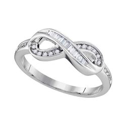 Round Baguette Diamond Infinity Ring 1/5 Cttw 10kt White Gold