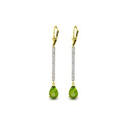 Genuine 3.6 ctw Peridot & Diamond Earrings 14KT Yellow Gold - REF-50H9X