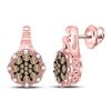Image 1 : Round Brown Diamond Cluster Earrings 1/2 Cttw 14kt Rose Gold