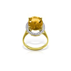 Genuine 5.28 ctw Citrine & Diamond Ring 14KT Yellow Gold - REF-83H3X