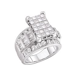 Diamond Cluster Bridal Wedding Engagement Ring 3.00 Cttw 14kt White Gold