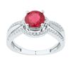 Image 1 : Round Lab-Created Ruby Solitaire Ring 2.00 Cttw 10kt White Gold