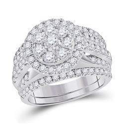 Diamond Bridal Wedding Engagement Ring Band Set 2.00 Cttw 14kt White Gold