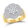 Image 1 : Mens Diamond Large Cluster Band Ring 1-1/2 Cttw 10kt Yellow Gold