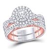 Image 1 : Diamond Bridal Wedding Engagement Ring Band Set 1-3/8 Cttw 14kt Two-tone Gold