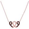 Image 1 : Round Red Color Enhanced Diamond Heart Awareness Ribbon Pendant Necklace 1/10 Cttw 10kt Rose Gold
