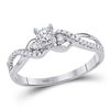 Image 1 : Diamond Solitaire Crossover Promise Bridal Ring 1/4 Cttw 10kt White Gold