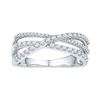 Image 1 : Diamond Triple Strand Crossover Band 1/2 Cttw 10kt White Gold