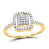 Image 1 : Diamond Square Frame Cluster Slender Ring 1/6 Cttw 10kt Yellow Gold