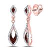Image 1 : Round Red Color Enhanced Diamond Dangle Earrings 1/3 Cttw 10kt Rose Gold