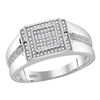 Image 1 : Mens Diamond Square Cluster Ring 1/5 Cttw 10kt White Gold