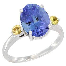 2.63 CTW Tanzanite & Yellow Sapphire Ring 10K White Gold - REF-57V2R