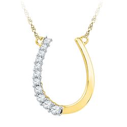 Diamond Horseshoe Pendant Necklace 1/5 Cttw 10kt Yellow Gold