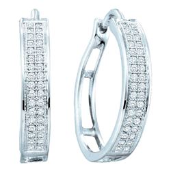 Diamond Hoop Earrings 1/5 Cttw 10kt White Gold