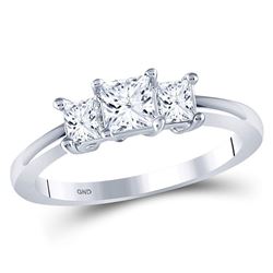 Diamond 3-stone Bridal Wedding Engagement Ring 1.00 Cttw 14kt White Gold