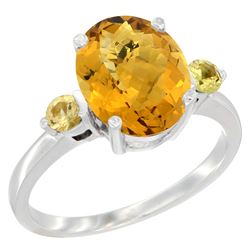 2.64 CTW Quartz & Yellow Sapphire Ring 10K White Gold - REF-23V7R