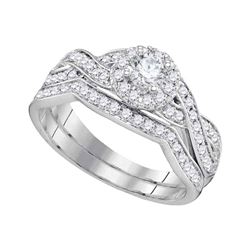 Diamond Bridal Wedding Engagement Ring Band Set 1/4 Cttw 14kt White Gold