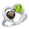 Image 1 : 2.61 CTW Diamond, Quartz & Peridot Ring 10K White Gold - REF-23Y7V