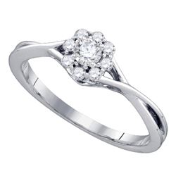 Diamond Flower Cluster Promise Bridal Ring 1/4 Cttw 14kt White Gold