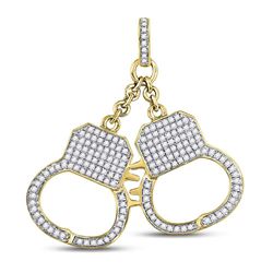 Mens Diamond Handcuff Charm Pendant 1-1/4 Cttw 10kt Yellow Gold