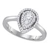 Image 1 : Diamond Teardrop Frame Cluster Ring 3/8 Cttw 14kt White Gold