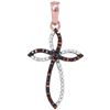 Image 1 : Round Red Color Enhanced Diamond Oval Cross Outline Pendant 1/10 Cttw 10kt Rose Gold