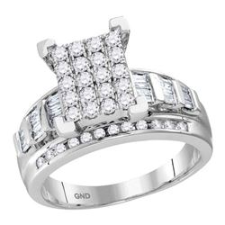 Diamond Cindys Dream Cluster Bridal Wedding Engagement Ring 7/8 Cttw  10kt White Gold