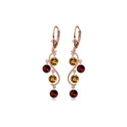 Genuine 4.6 ctw Garnet & Citrine Earrings 14KT Rose Gold - REF-53N4R