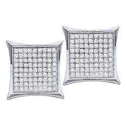 Diamond Square Cluster Earrings 1/6 Cttw 10kt White Gold