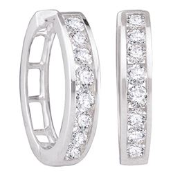 Diamond Timeless Hoop Earrings 1/2 Cttw 10kt White Gold