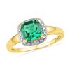 Image 1 : Lab-Created Emerald Solitaire Diamond Ring 1-3/4 Cttw 10kt Yellow Gold