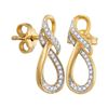 Image 1 : Diamond Infinity Screwback Earrings 1/6 Cttw 10kt Yellow Gold