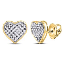 Diamond Heart Cluster Screwback Earrings 1/4 Cttw 10kt Yellow Gold