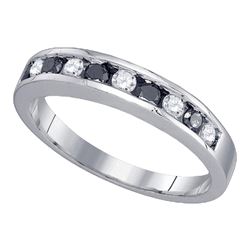 Round Black Color Enhanced Diamond Band Ring 1/2 Cttw 10kt White Gold