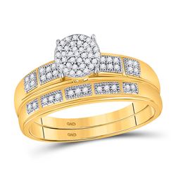 Diamond Bridal Wedding Engagement Ring Band Set 1/5 Cttw 10kt Yellow Gold