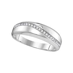 Diamond Single Row Crossover Wedding Band 1/6 Cttw 10kt White Gold