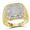 Image 1 : Mens Diamond Square Cluster Ring 1/3 Cttw 10kt Yellow Gold