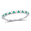 Image 1 : Round Emerald Diamond Single Row Stackable Band Ring 1/5 Cttw 10kt White Gold