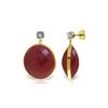 Image 1 : Genuine 46.06 ctw Ruby & Diamond Earrings 14KT Yellow Gold - REF-68R8P