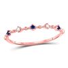 Image 1 : Round Blue Sapphire Diamond Beaded Stackable Band Ring 1/20 Cttw 10kt Rose Gold