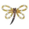 Image 1 : Brown Diamond Dragonfly Bug Insect Pendant 1/4 Cttw 14k Yellow Gold