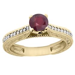 0.75 CTW Ruby & Diamond Ring 14K Yellow Gold - REF-53A5X