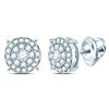 Image 1 : Diamond Concentric Circle Cluster Earrings 1/4 Cttw 14kt White Gold