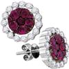 Image 1 : Round Ruby Diamond Convertible Dangle Jacket Earrings 2-1/4 Cttw 18kt White Gold