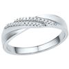 Image 1 : Diamond Double Row Crossover Band Ring 1/10 Cttw 10kt White Gold