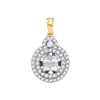 Image 1 : Diamond Cluster Circle Frame Pendant 7/8 Cttw 14kt Yellow Gold
